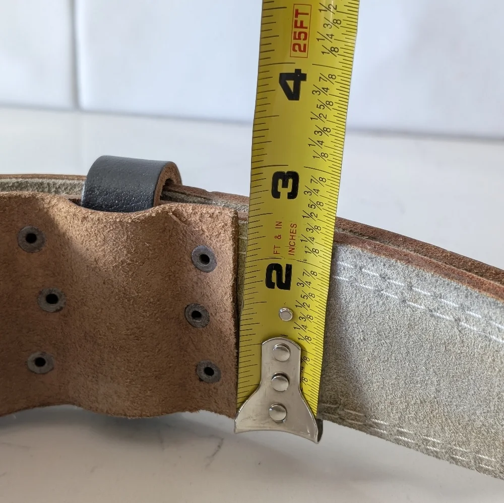 Black Leather Men's Work Utility Labor Belt Size S Made In Pakistan